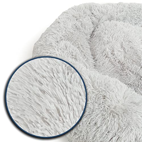 Wallace & Jones | Plüschbett Sarnia - M | Hundebett Liegekissen Donut | ca. 80 x 80 x 24 cm | Hellgrau