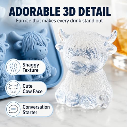 Molde de cubitos 3D vaca Highland de silicona miniatura 2