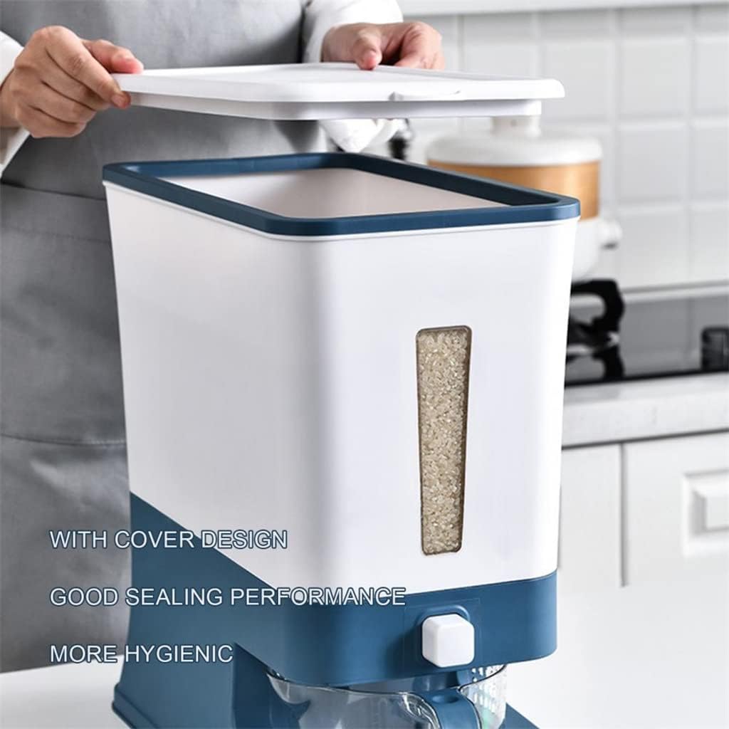 12 Kg Storage Container Rice Dispenser Press Effortlessly Stable Dry Food Fruit Automatic(Blue)