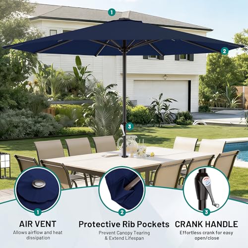 Image of AreShark 12 FT Patio Umbrella for Outdoor, Outdoor Table Umbrella with Crank, Outdoor Patio Umbrellas with 8 Sturdy Ribs, Patio Umbrellas for Market, Garden, Pool (Navy)