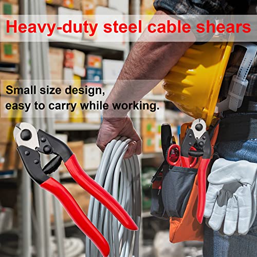Groword Heavy-Duty Cable Wire Rope Cutters Industrial Grade Stainless Steel 7.5 Inch Wire Rope Cutter Up To 5/32" For Hard-Wires,Aircraft Bicycle,Deck Railing, With Wire Rope Aluminum Sleeve #TOP1