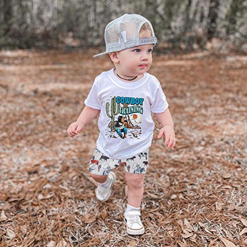 Toddler Baby Boy Western Outfit Cowboy Short Sleeve T-Shirt Top Shorts Set Infant Casual Summer Clothes2