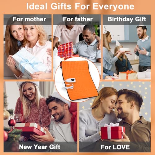 Image of Deepsoon Heating Pad,Electric Heating Pads for Back,Neck,Moist Heating Pad for Abdomen Shoulder Knee Legs,Dry /Moist Heat&Auto Shut Off,Mother's Day Birthday for Men and Women,Orange Black,33x17 Inch