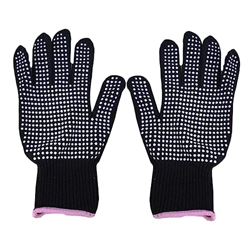 GRIRIW Heat Resistant Gloves for Curling Wand Cooking Black Gloves Elastic Cuff