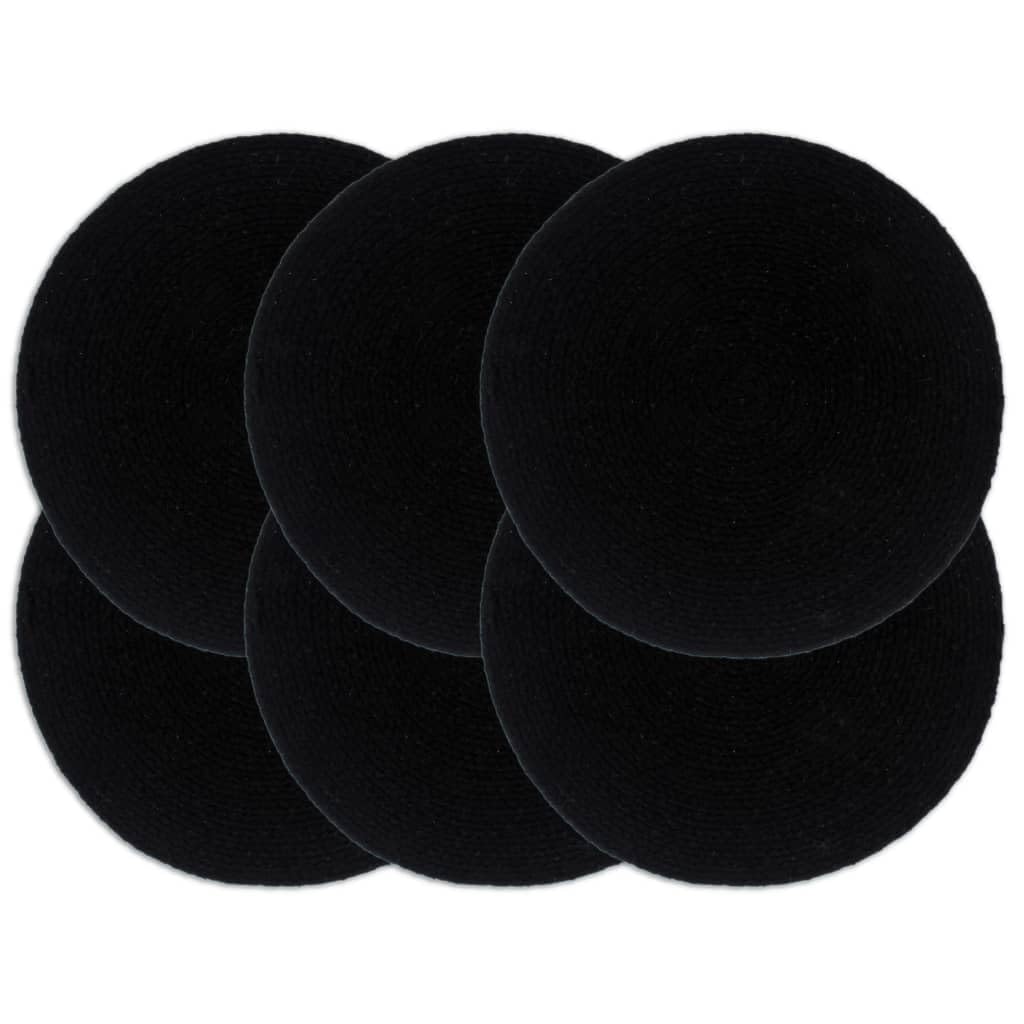 ShGaxin Mantel Individual 6 Unidades Liso Redondo algodón Negro 38 cm, Salvamanteles Individuales, Placemat, Salva Manteles - SPU:133845