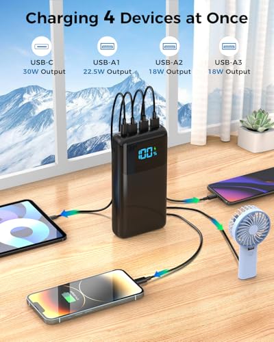 Portable Charger Power Bank 50000mAh, USB-C PD 30W and QC 4.0 Fast Charging External Battery Pack with 4 Outputs & 2 Inputs, Digital Display Phone Charger for iPhone 15/14/13/12/11, Samsung, Android - Image 4
