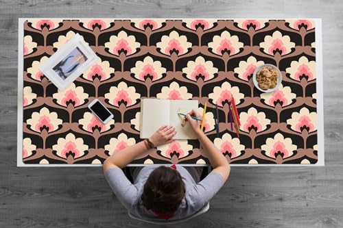 Tapis de bureau 120x60 cm en vinyle PVC à motif floral