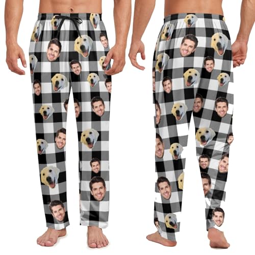 Personalized Pajamas for Women Men Christmas Buffalo Custom Pajama Pants with Photo Dog Cat Face PJ Gifts3