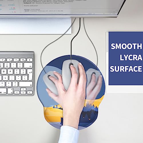 Image of eulps Mouse Pad with Wrist Rest, Comfortable Computer Mousepad with Gel Wrist Support Smooth Surface and Non-Slip PU Base for Pain Relief, Laptop, Office & Home (Moon Night)