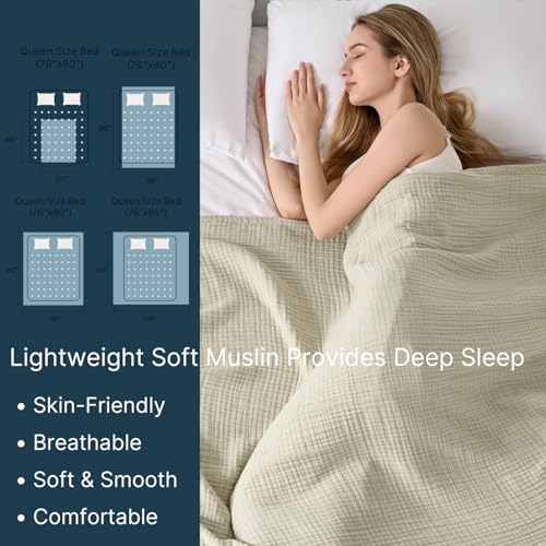 Last Moda Muslin Blanket 100% Cotton Blanket 50 Inchx65 Inch Lightweight Cozy Breathable Summer Blanket. All Season Soft 4-Layer Gauze Throw Blanket For Sofa, Couch And Bed thumb #2