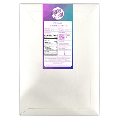 paper2eat Hojas de transferencia milagrosas comestibles (anteriormente hojas de transferencia de chocolate) 8.5 "x 11" - 10 unidades - Para