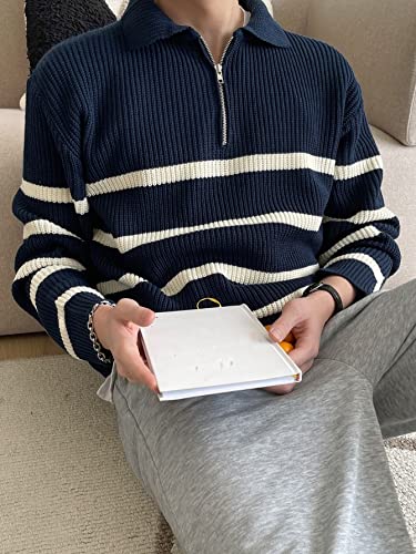 men's pullover sweaters Striped Pattern Neck Fallweater Without Tee3