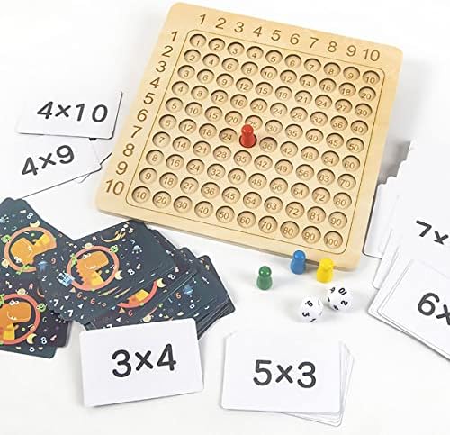 Kids Wooden Math Multiplication Board Montessori Children Counting Toy Educational Multiplication Board Game Wooden Math Blocks Board for Toddlers Kids Over 3 Years Old