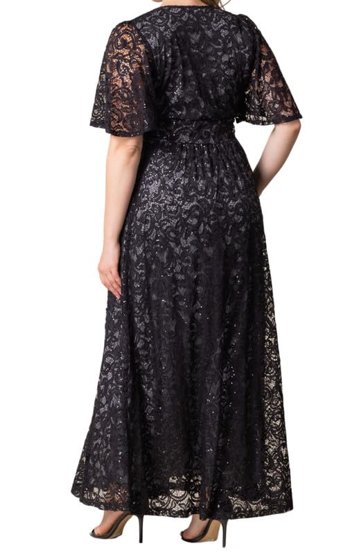 Kiyonna Plus Size Luminous Sequin Lace Long Formal Ball Gown | Cocktail, Wedding Guest, Mother of Bride/Groom Dress2