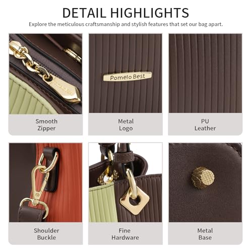 Image of Pomelo Best Purses and Handbags for Women with Multiple Pockets, Leather Top Handle Satchel Fashion Tote Shoulder Bags Ladies