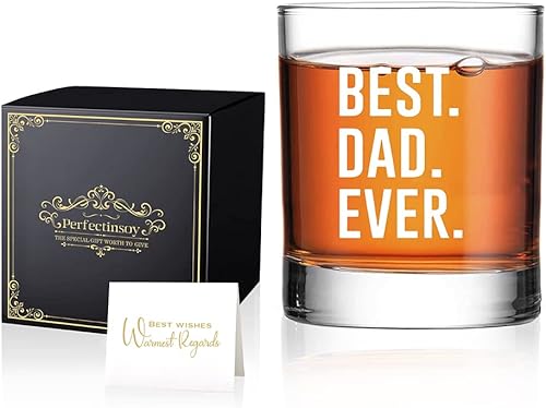 Perfectinsoy Best Dad Ever - Caja de regalo de cristal de whisky, divertido vaso de whisky sarcástico para él, tío, hermano, marido, abuelo, perro,