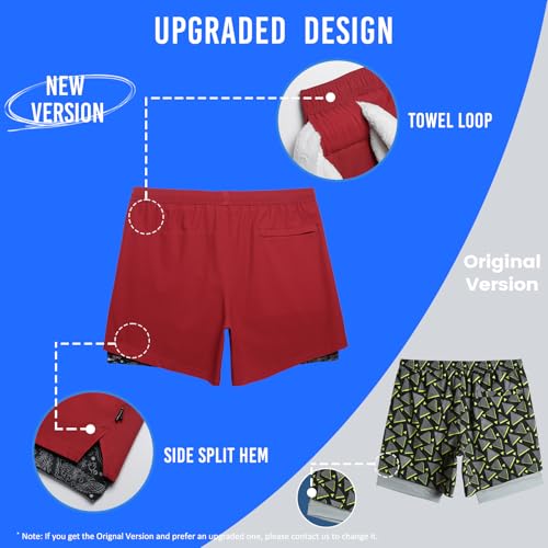 Image of maamgic Mens Workout Shorts 2 in 1 Stretch 5 inch / 7 inch Gym Shorts Running Shorts with Compression Liner Zip Pocket
