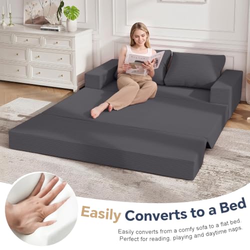 Image of COMAX Boneless Loveseat, 59 inch Convertible Sofa Bed, Folding Small Futon