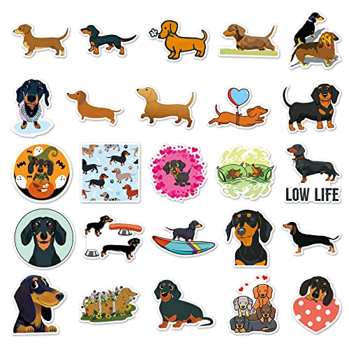 Dachshund Stickers (50 PCS) - Gift for Kids & Adults, Waterproof & Vinyl, Dinosaurs & Skateboard, Bike & Phone, Dairy - Image 4