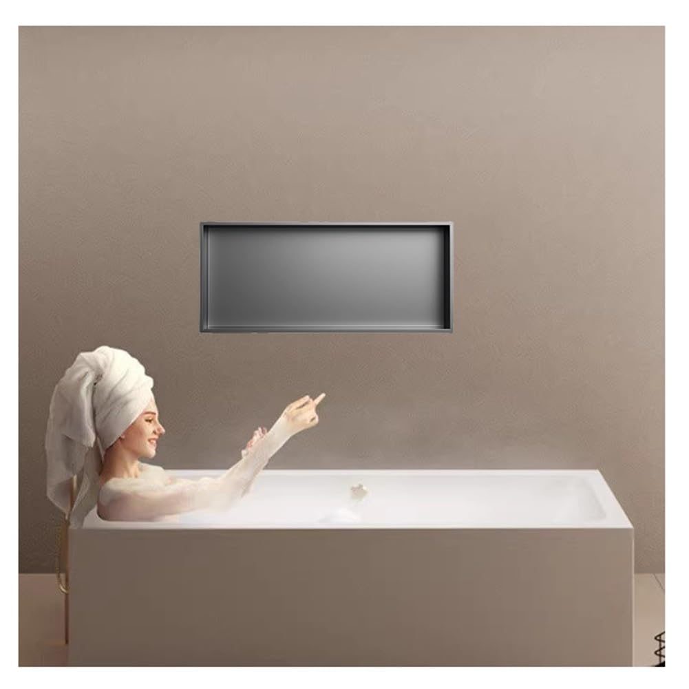 Duschablage aus Edelstahl, wasserdicht, zur Wandmontage, Einbau-Nische: Duschablage, Edelstahl-Badezimmerregal zum Einbau, keine Fliesen erforderlich, große Kapazität, Wand-Nischen-Organizer