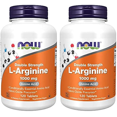 NOW Foods L-Arginine 1000 mg, 120 Tablet (2 Pack)