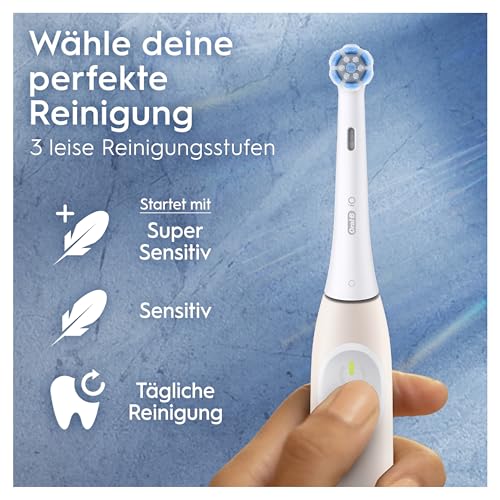 Oral-B iO Series 2 Elektrische Zahnbürste/Electric Toothbrush, 1 Aufsteckbürste, 3 Putzmodi für Zahnpflege, Magnet-Technologie, Reise-Etui, Reise-Aufsteckbürsten-Etui, Designed by Braun, Calm Pink – Bild 4