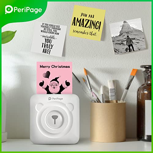 Image of PeriPeri PeriPage A6 Mini Thermal Printer (1Year Warranty) Inkless Bluetooth Pocket Printer for Print Picture List Memo Tags Barcode Receipt Labels. (White)