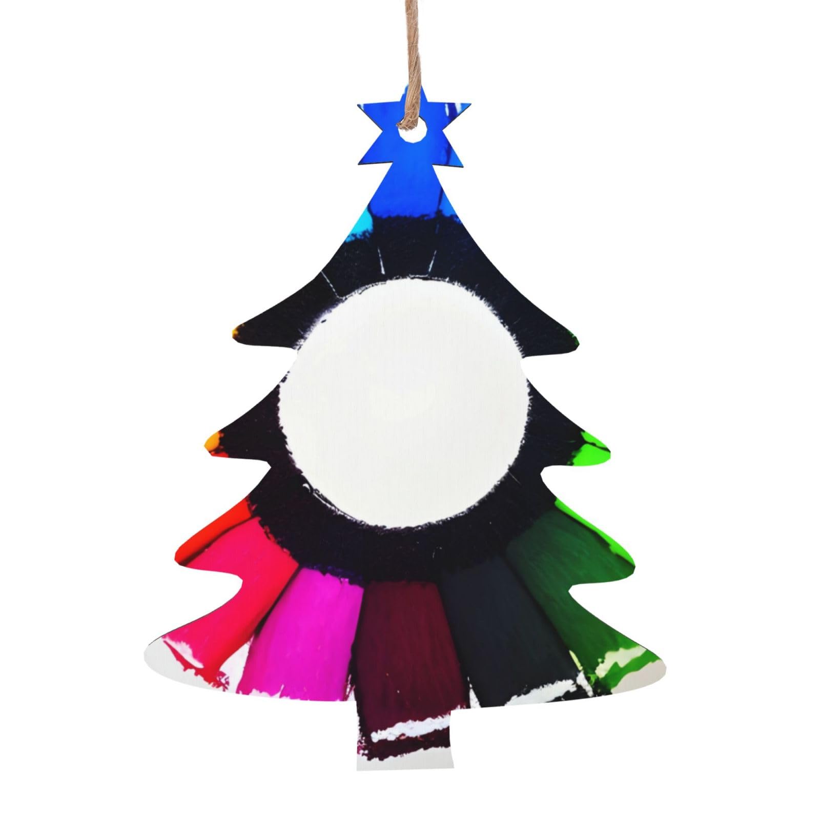 Colored Crayon Circles Printed Christmas Wooden Pendants, Simple and Environmentally Friendly, Holiday decorationsã€‚