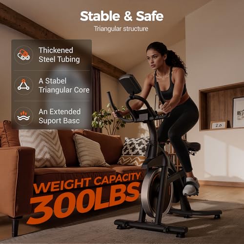Image of CURSOR FITNESS Indoor Cycling Bike, Quiet Belt Drive Stationary Exercise Bike for Home with 0-100 Adjustable Resistance, Weight Capacity, Tablet Holder & Heart Rate Monitor