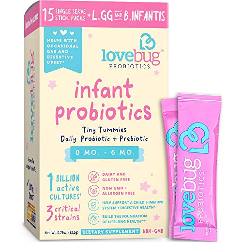 Lovebug Tiny Tummies Probiotic, 15 Packets, Infant & Baby probiotics Support for Babies