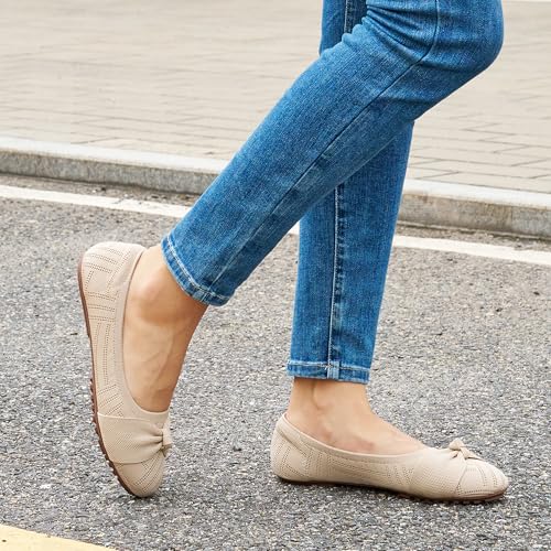Ablanczoom Ballet Flats Shoes for Women: Dressy Round Toe Bow Knit Flats Comfortable Slip On Dress Shoes for Work Business Wedding2