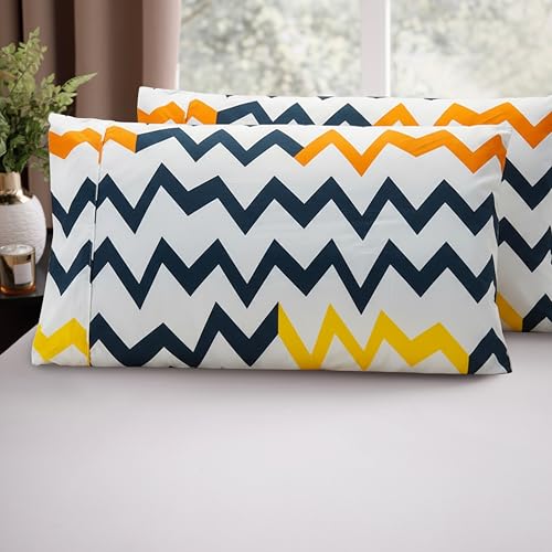 Image of Elegant Comfort Luxury Ultra-Soft 2-Piece Pillowcase Set - 1500 Premium Hotel Quality Microfiber Double Brushed - Wrinkle Resistant, King Size, Chevron Pattern Colorful