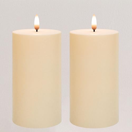 ANGELLOONG Velas parpadeantes sin llama para exteriores con temporizador, velas impermeables que funcionan con pilas, juego de 2, velas LED