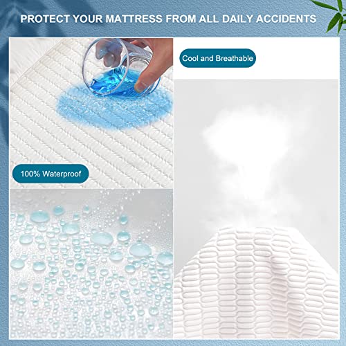 Newspin Queen Size Cooling Bamboo Waterproof Mattress Protector - Breathable & Ultra Soft 3D Air Fabric Bamboo Mattress Cover, Noiseless Deep Pocket Mattress Pad Fitted 8"-21" #TOP3