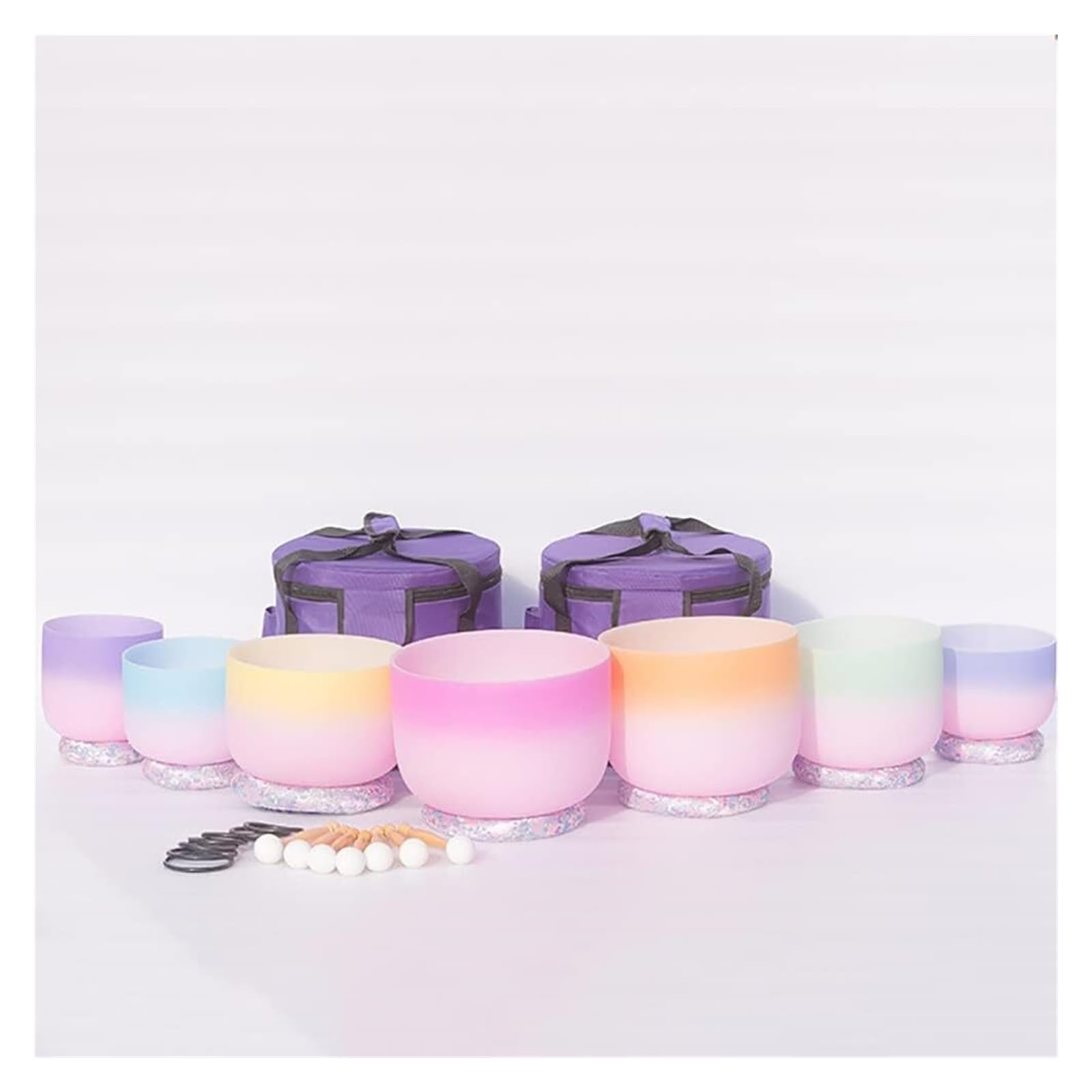 SBCGFY Crystal Singing Bowl, 6-12 Inch Set, For Sound Healing Therapy And Meditation, Calming And Healing Sounds, With Carrying Bags,440hz
