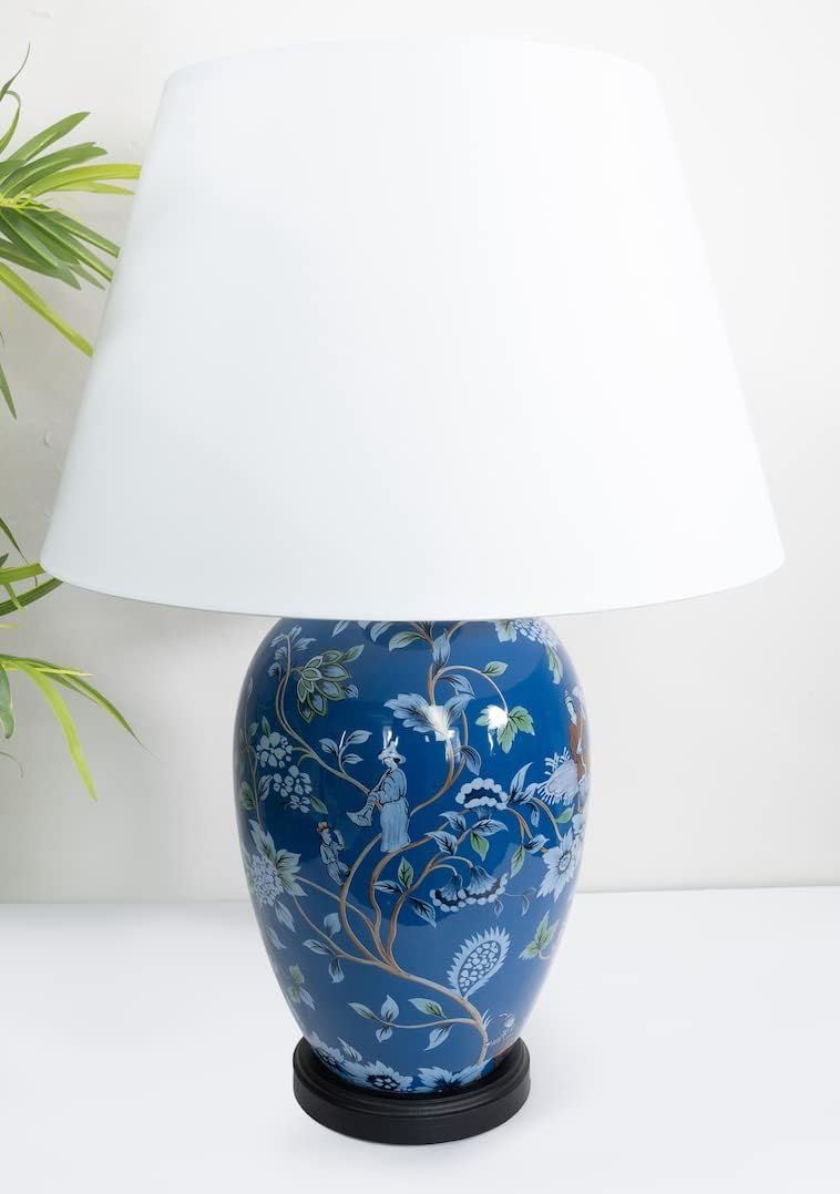 DOWNTON INTERIORS Large Blue White Willow Tree Oriental Ceramic Porcelain Table Lamp (M12947) – Chinese Mandarin Style