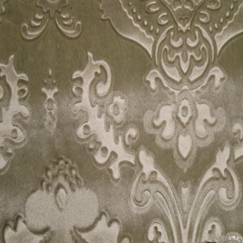 Sand Brocade Velvet Damask Fabric, Ideal Embossed Material for Upholstery, Drapery, Pillows, Slipcovers, Tablecloths, Sewing, DIY, Etc - Sample