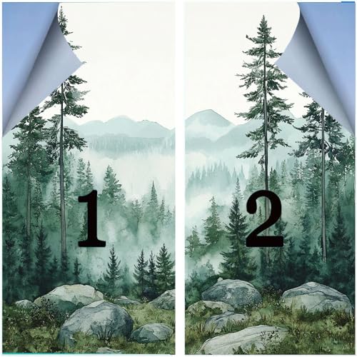 Vinilo Decorativo de Bosque Acuarela para Ventana 17.7x23.6 in x2 miniatura 3