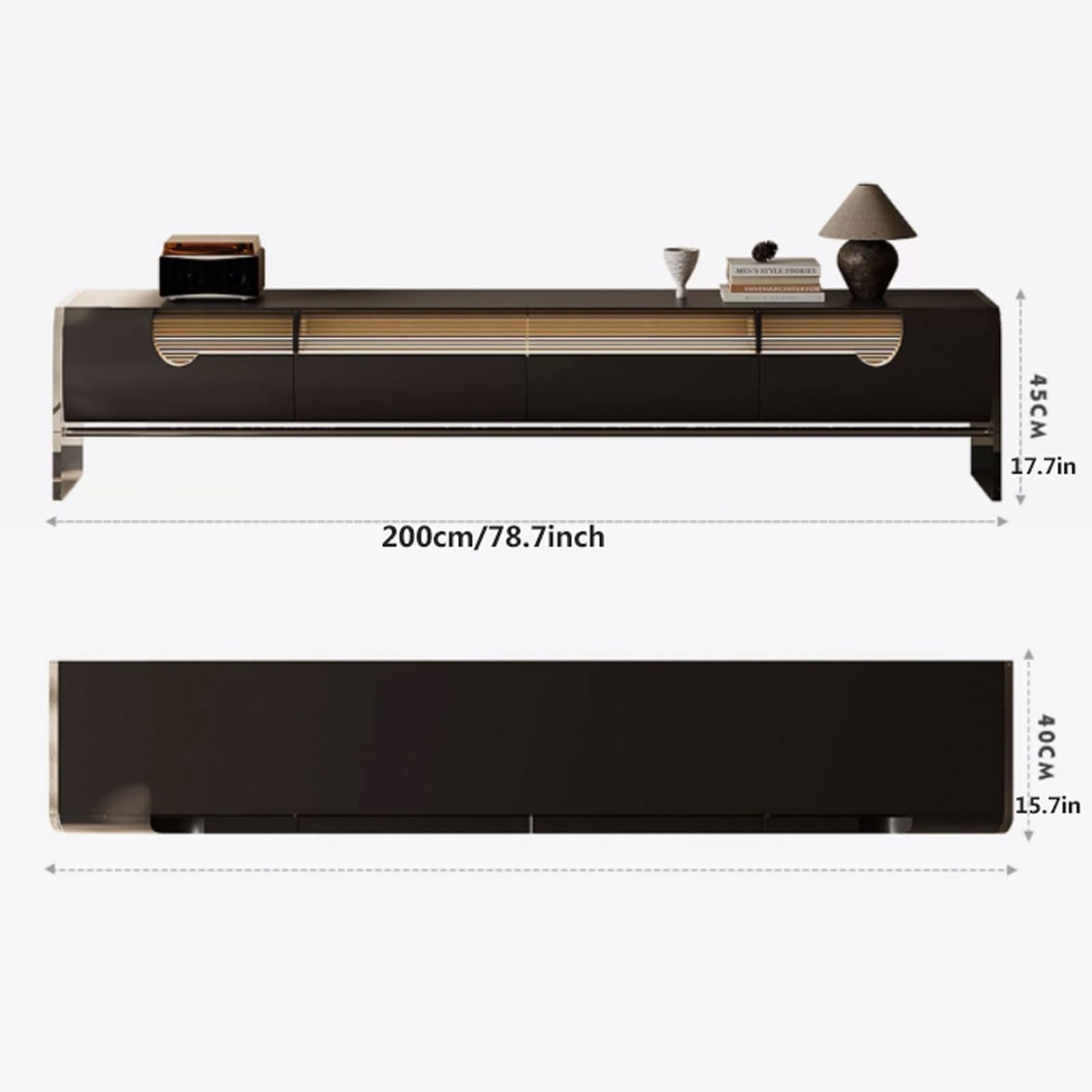 Lowboard Hängend 78,7" schwebender TV-Ständer, an der Wand montierte schwebende TV-Halterung, Entertainment-Media-Center, Hochglanz-TV-Schrank mit Stauraum for den Heimgebrauch TV Schrank