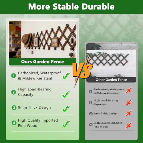 Image of 2 PCS Expandable Garden Trellis, 13.1 inch x 67 inch Trellis for Climbing Plants Outdoor, Wooden Lattice Fence Wall Panel Lattice Panels for Outside, for Climbing Plants Vine Ivy Rose Cucumbers Clematis(2PC)