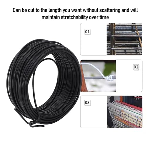 Alambre de atar de hierro galvanizado 1.5mm x 20m boca redonda, alambre metálico flexible para cable PVC de telecomunicaciones, fuerte y flexible (Negro) miniatura 3