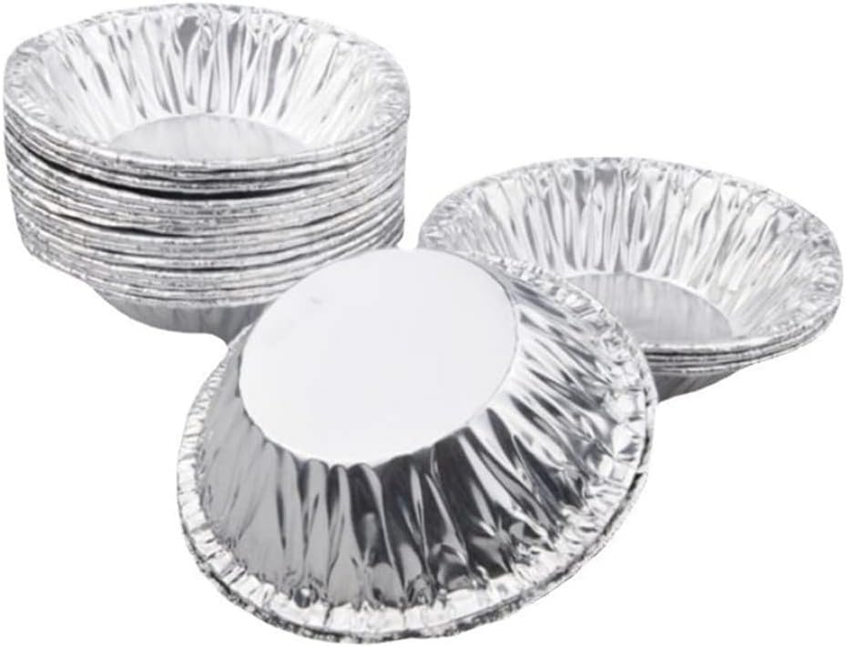 Bzybel 3 Inch Silver Aluminum Foil Tart Pan 100Pcs