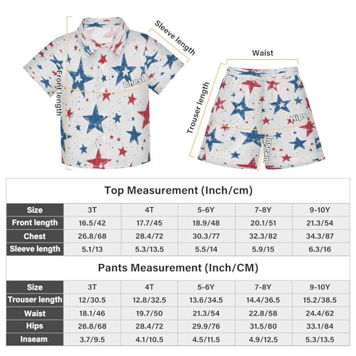 Boccsty American Stars Stripes Boy Summer Shorts Sets Hawaiian Toddler Boys T-Shirt & Pants 2 Pcs 3T3