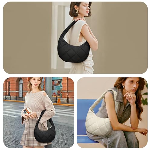 CORALDAISY Puffer Tote Bag for Women Lightweight Tote Bag with Zipper, Large Work Bag Quilted Travel Puffy Shoulder Handbag3