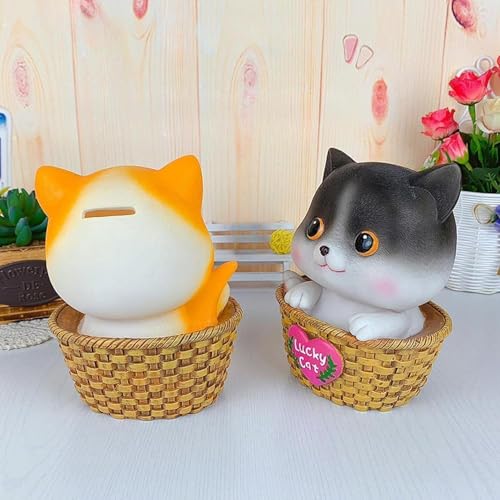 Image of Money Saving Bank with Coin Slot / /Creative Cartoon Design Money Bank / /Plastic Piggy Bank for Boys & Girls (Pack of 1) (Lucky Cat- Black)