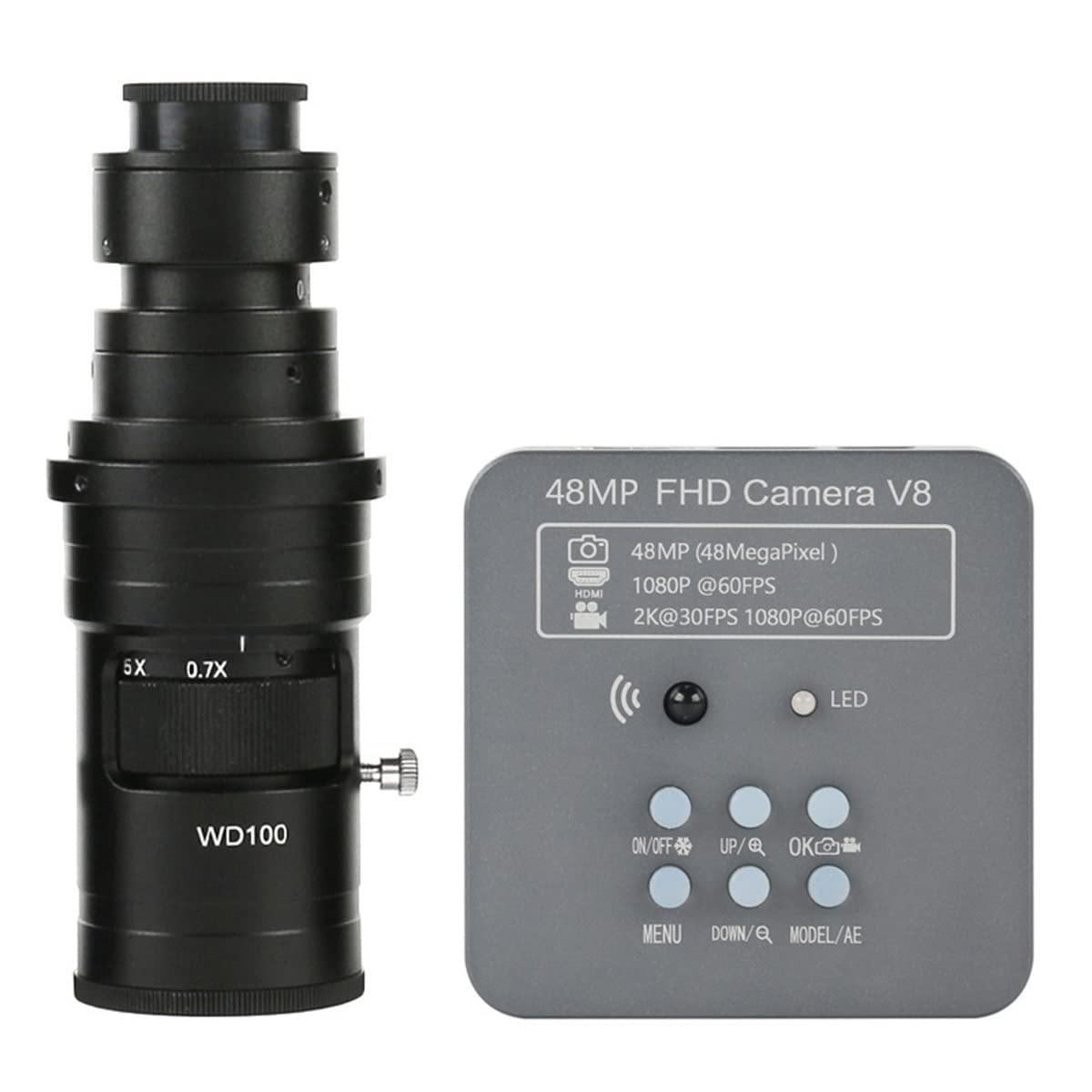 Microscope 48MP 2K 1080P USB Digital Industrial Video Microscope Camera(with 200x Lens)
