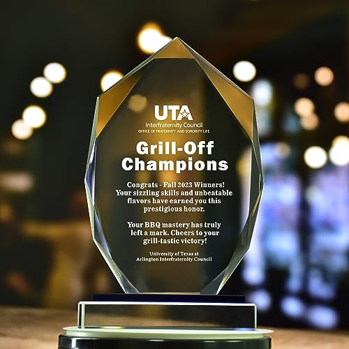 Personalized 9” Glass Plaque, Engraved with Names, Appreciation Messages and Company Logo, Completely Customized Gift Plaque, Award Trophy for Retirement Employee, Manager, Boss.