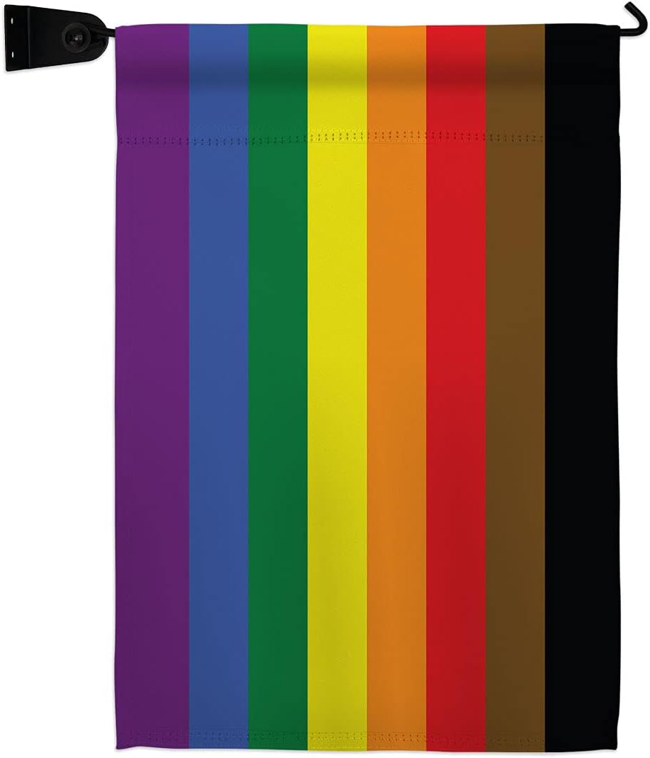 Philadelphia Rainbow Garden Flag Set Wall Hanger Support Pride Rainbow Love LGBT Gay Bisexual Pansexual Transgender Small Decorative Gift Yard House Banner Made In USA 13 X 18.5