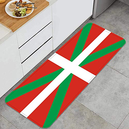 DmiGo Antidérapant Tapis de Cuisine,Drapeau du Pays Basque,Lavable en Machine Tapis de Bain Paillasson Tapis de Sol Cuisine 45cm x 120cm