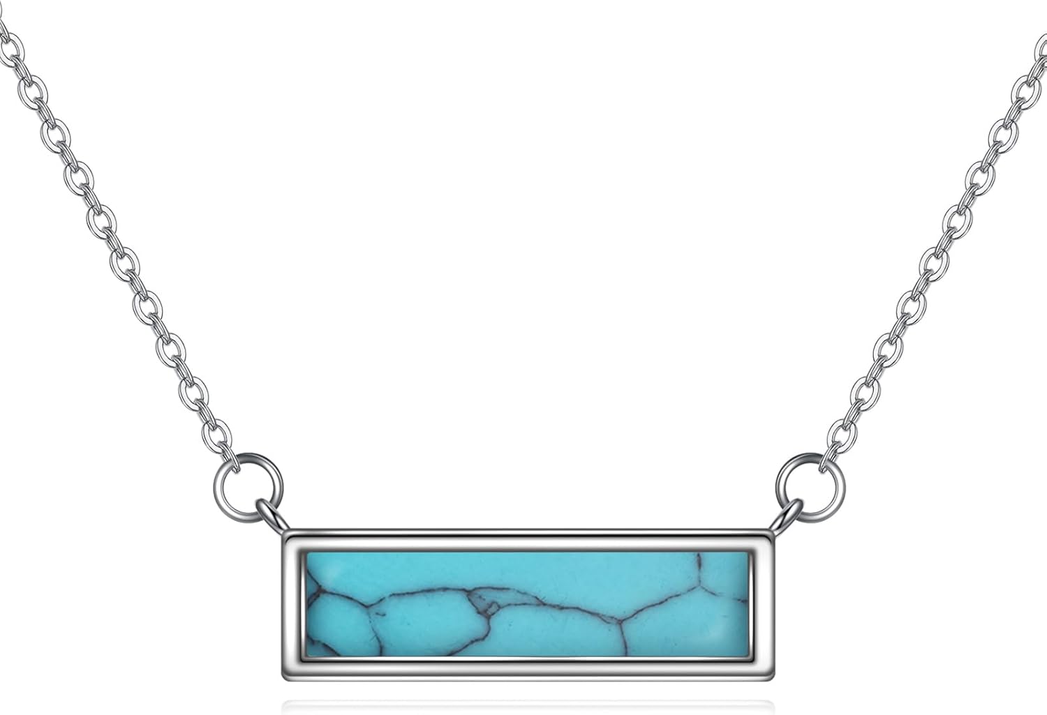 CRMAD Larimar/Turquoise/Moonstone/Opal/Black Onyx Bar Choker Necklace for Women Sterling Silver Bar Jewelry